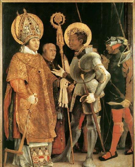 Matthias  Grunewald Meeting of St Erasm and St Maurice Germany oil painting art